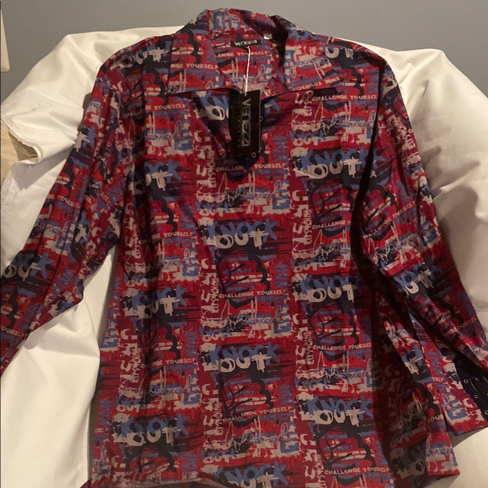 Red & Blue Graphic Print Shirt